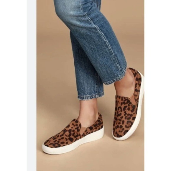 Lulus Womens Leopard Suede Slip On Sneakers Sz 10 - Picture 1 of 4
